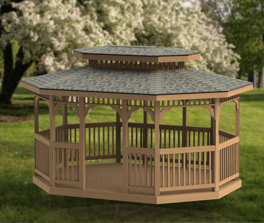 Oval Gazebo Building Plans - Double Hip Roof - 12 x 16