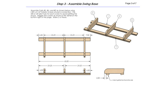 Free Standing Porch Swing Digital Building Plans/Instructions