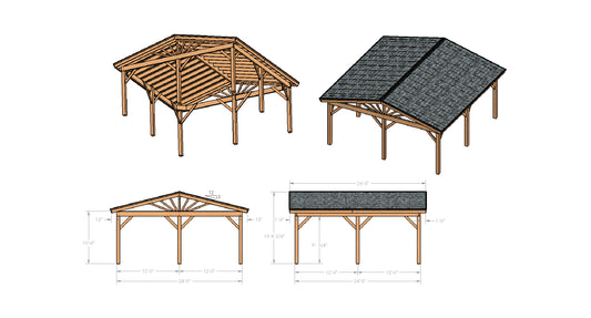 St.Clair Gazebo - 24' x 24' Gable Roof - 3-12 Pitch