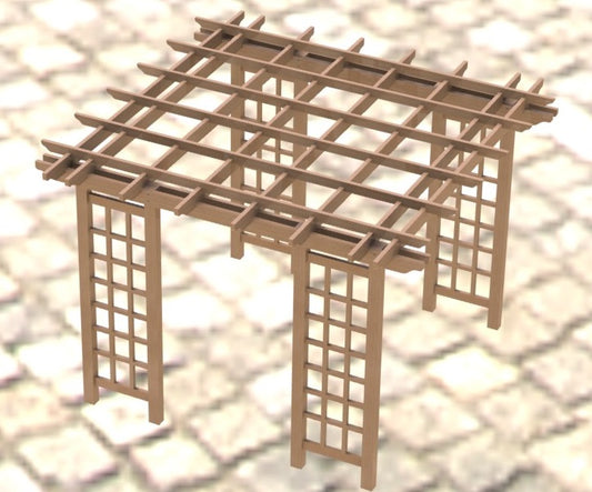Pergola Building Plans - Lattice Sides - 10' x 10'