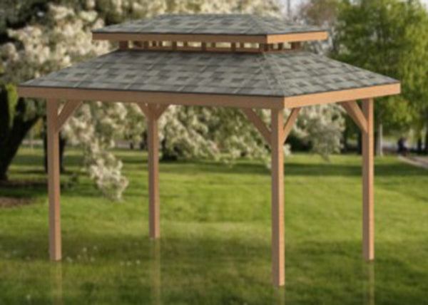 Double Hip Roof Gazebo Plans-Perfect for Hot Tubs - 10' x 16'