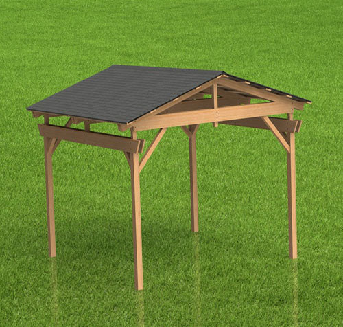 14' x 14' Gable Roof Backyard Pavilion Plans 002
