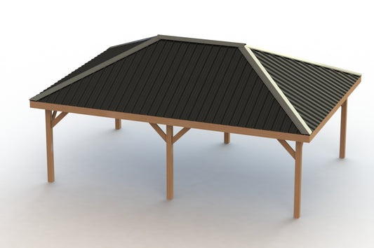 Hip Roof Gazebo Building Plans-Perfect for Hot Tubs - 16' x 24' - Metal Roof
