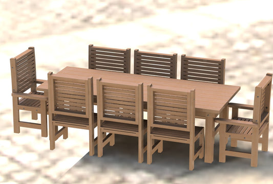 Redwood Patio Table & Chairs Woodworking Plans - 8ft
