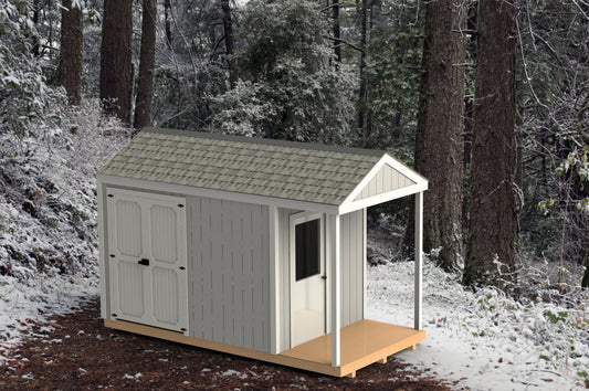 Garden Shed with Porch Detailed Building Plans 8' x 16'