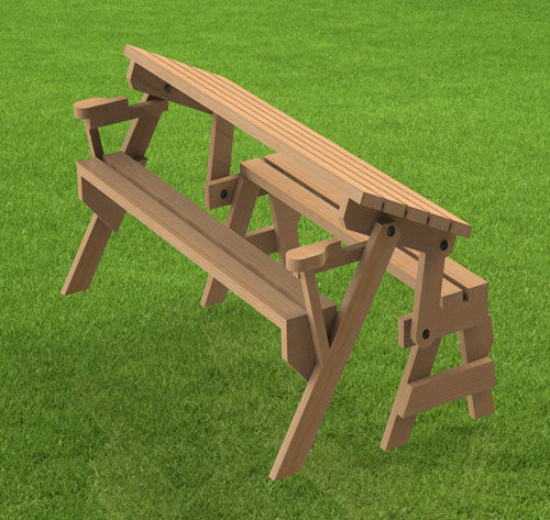 Folding Bench and Picnic Table Combination Building Plans - 6ft