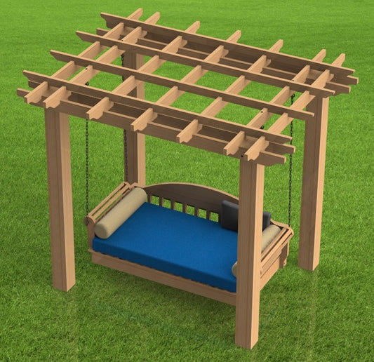 Hanging Patio Bed with Pergola Woodworking DIY Building Plans