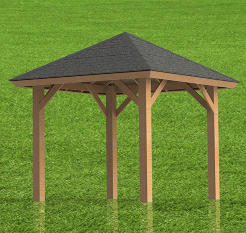 Hip Roof Gazebo Building Plans-Perfect for Hot Tubs - 10' x 10'