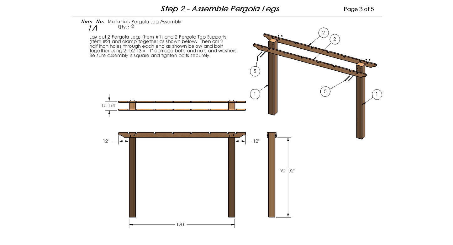 Arched Pergola Building Plans - 14' x 14'